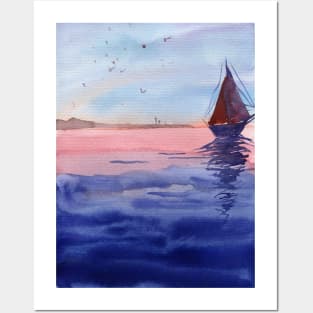 Sailboat in the sea Posters and Art